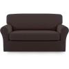 Easy-Going 2 Pieces Microfiber Stretch Sofa Slipcover – Spandex Soft Fitted Sofa Couch Cover, Washable Furniture Protector with Elastic Bottom Kids,Pet (Oversized Sofa, Light Gray)(Chocolate)