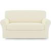 Easy-Going 2 Pieces Microfiber Stretch Sofa Slipcover – Spandex Soft Fitted Sofa Couch Cover, Washable Furniture Protector with Elastic Bottom Kids,Pet (Oversized Sofa, Dark Gray(Ivory)