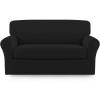 Easy-Going 2 Pieces Microfiber Stretch Sofa Slipcover – Spandex Soft Fitted Sofa Couch Cover, Washable Furniture Protector with Elastic Bottom Kids,Pet (Oversized Sofa, Light Gray)(Black)