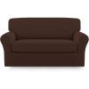 Easy-Going 2 Pieces Microfiber Stretch Sofa Slipcover – Spandex Soft Fitted Sofa Couch Cover, Washable Furniture Protector with Elastic Bottom Kids,Pet (Oversized Sofa, Light Gray)(Coffee)