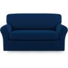 Easy-Going 2 Pieces Microfiber Stretch Sofa Slipcover – Spandex Soft Fitted Sofa Couch Cover, Washable Furniture Protector with Elastic Bottom Kids,Pet (Oversized Sofa, Dark Gray(Navy)