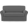 Easy-Going 2 Pieces Microfiber Stretch Sofa Slipcover – Spandex Soft Fitted Sofa Couch Cover, Washable Furniture Protector with Elastic Bottom Kids,Pet (Oversized Sofa, Dark Gray(Grey)