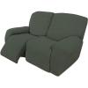 Easy-Going 8 Pieces Recliner Sofa Stretch Sofa Slipcover Sofa Cover Furniture Protector Couch Soft with Elastic Bottom Kids, Spandex Jacquard Fabric Small Checks Dark Gray(Olive Green)