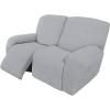 Easy-Going 8 Pieces Recliner Sofa Stretch Sofa Slipcover Sofa Cover Furniture Protector Couch Soft with Elastic Bottom Kids, Spandex Jacquard Fabric Small Checks Dark Gray(Silver Gray)
