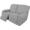 Easy-Going 8 Pieces Recliner Sofa Stretch Sofa Slipcover Sofa Cover Furniture Protector Couch Soft with Elastic Bottom Kids, Spandex Jacquard Fabric Small Checks Dark Gray(Light Gray)
