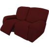 Easy-Going 8 Pieces Recliner Sofa Stretch Sofa Slipcover Sofa Cover Furniture Protector Couch Soft with Elastic Bottom Kids, Spandex Jacquard Fabric Small Checks Dark Gray(Wine)
