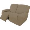 Easy-Going 8 Pieces Recliner Sofa Stretch Sofa Slipcover Sofa Cover Furniture Protector Couch Soft with Elastic Bottom Kids, Spandex Jacquard Fabric Small Checks Dark Gray(Tan)