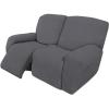 Easy-Going 8 Pieces Recliner Sofa Stretch Sofa Slipcover Sofa Cover Furniture Protector Couch Soft with Elastic Bottom Kids, Spandex Jacquard Fabric Small Checks Dark Gray(Grey)