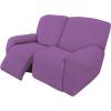 Easy-Going 8 Pieces Recliner Sofa Stretch Sofa Slipcover Sofa Cover Furniture Protector Couch Soft with Elastic Bottom Kids, Spandex Jacquard Fabric Small Checks Dark Gray(Purple)