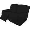Easy-Going 8 Pieces Recliner Sofa Stretch Sofa Slipcover Sofa Cover Furniture Protector Couch Soft with Elastic Bottom Kids, Spandex Jacquard Fabric Small Checks Dark Gray(Black)