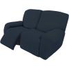 Easy-Going 8 Pieces Recliner Sofa Stretch Sofa Slipcover Sofa Cover Furniture Protector Couch Soft with Elastic Bottom Kids, Spandex Jacquard Fabric Small Checks Dark Gray(Dark Blue)