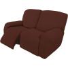 Easy-Going 8 Pieces Recliner Sofa Stretch Sofa Slipcover Sofa Cover Furniture Protector Couch Soft with Elastic Bottom Kids, Spandex Jacquard Fabric Small Checks Dark Gray(Coffee)