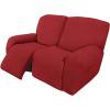 Easy-Going 8 Pieces Recliner Sofa Stretch Sofa Slipcover Sofa Cover Furniture Protector Couch Soft with Elastic Bottom Kids, Spandex Jacquard Fabric Small Checks Dark Gray(Christmas Red)