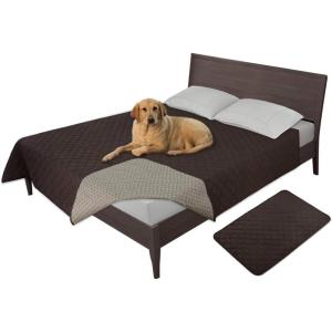 Easy-Going 100% Waterproof Dog Bed Cover, Non-Slip Pet Blanket for Furniture, Washable Couch Cover, Repleasement Sofa Cover (68×82 in,Gray)(Chocolate)