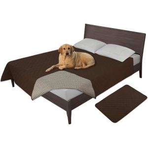 Easy-Going 100% Waterproof Dog Bed Cover, Non-Slip Pet Blanket for Furniture, Washable Couch Cover, Repleasement Sofa Cover (68×82 in,Gray)(Coffee)