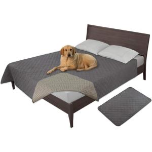 Easy-Going 100% Waterproof Dog Bed Cover, Non-Slip Pet Blanket for Furniture, Washable Couch Cover, Repleasement Sofa Cover (68×82 in,Gray)(Grey)
