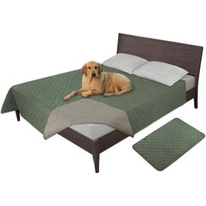 Easy-Going 100% Waterproof Dog Bed Cover, Non-Slip Pet Blanket for Furniture, Washable Couch Cover, Repleasement Sofa Cover (68×82 in,Gray)(Greyish Green)