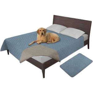 Easy-Going 100% Waterproof Dog Bed Cover, Non-Slip Pet Blanket for Furniture, Washable Couch Cover, Repleasement Sofa Cover (68×82 in,Gray)(Light Blue)