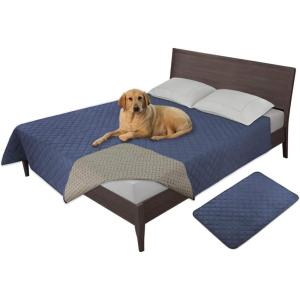 Easy-Going 100% Waterproof Dog Bed Cover, Non-Slip Pet Blanket for Furniture, Washable Couch Cover, Repleasement Sofa Cover (68×82 in,Gray)(Navy)