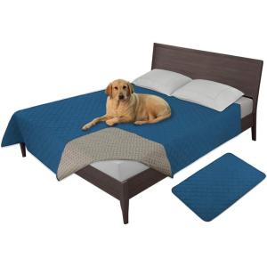 Easy-Going 100% Waterproof Dog Bed Cover, Non-Slip Pet Blanket for Furniture, Washable Couch Cover, Repleasement Sofa Cover (68×82 in,Gray)(Peacock Blue)