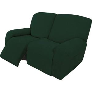 Easy-Going 8 Pieces Recliner Sofa Stretch Sofa Slipcover Sofa Cover Furniture Protector Couch Soft with Elastic Bottom Kids, Spandex Jacquard Fabric Small Checks Dark Gray(Dark Green)