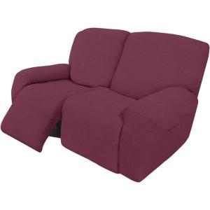 Easy-Going 8 Pieces Recliner Sofa Stretch Sofa Slipcover Sofa Cover Furniture Protector Couch Soft with Elastic Bottom Kids, Spandex Jacquard Fabric Small Checks Dark Gray(Ash Rose)