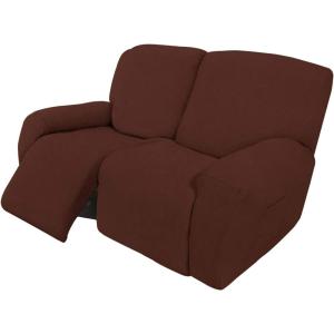 Easy-Going 8 Pieces Recliner Sofa Stretch Sofa Slipcover Sofa Cover Furniture Protector Couch Soft with Elastic Bottom Kids, Spandex Jacquard Fabric Small Checks Dark Gray(Coffee)