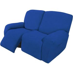 Easy-Going 8 Pieces Recliner Sofa Stretch Sofa Slipcover Sofa Cover Furniture Protector Couch Soft with Elastic Bottom Kids, Spandex Jacquard Fabric Small Checks Dark Gray(Classic Blue)