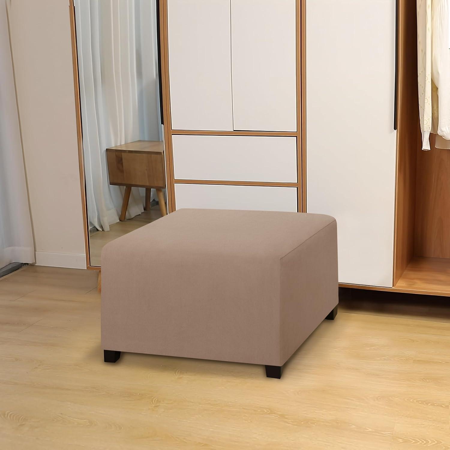 image:imageEasyGoing 100 Dual Waterproof Stretch Ottoman Cover Rectangle Folding Storage Stool Furniture Protector Soft Slipcover for Living Room with Elastic Bottom Large Dark GrayCamel