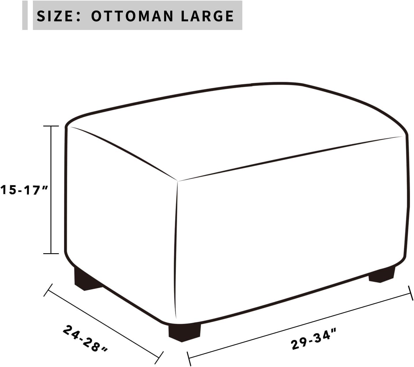 image:imageEasyGoing 100 Dual Waterproof Stretch Ottoman Cover Rectangle Folding Storage Stool Furniture Protector Soft Slipcover for Living Room with Elastic Bottom Large Dark GrayIvory