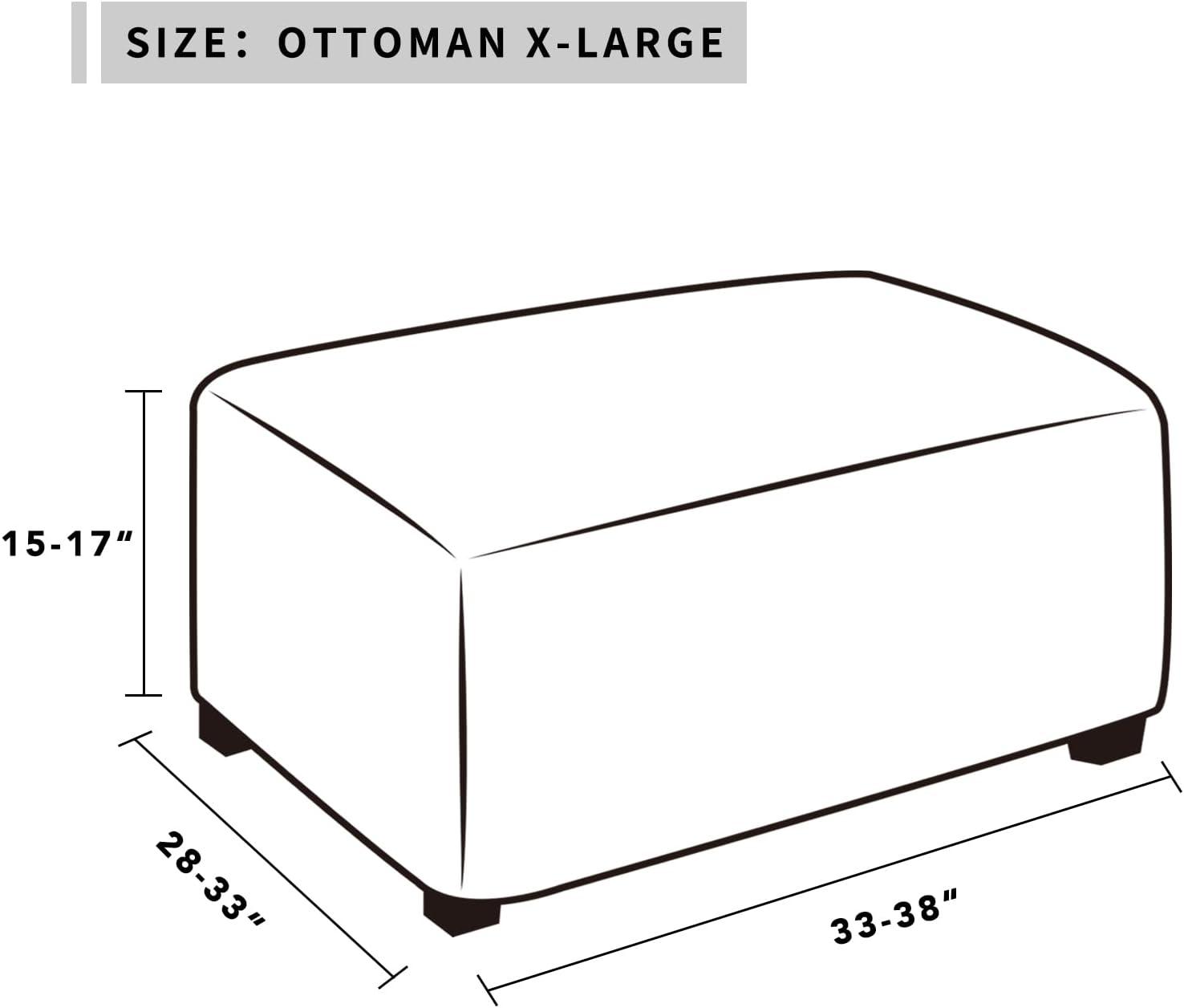 image:imageEasyGoing 100 Dual Waterproof Stretch Ottoman Cover Rectangle Folding Storage Stool Furniture Protector Soft Slipcover for Living Room with Elastic Bottom Large Dark GrayIvory