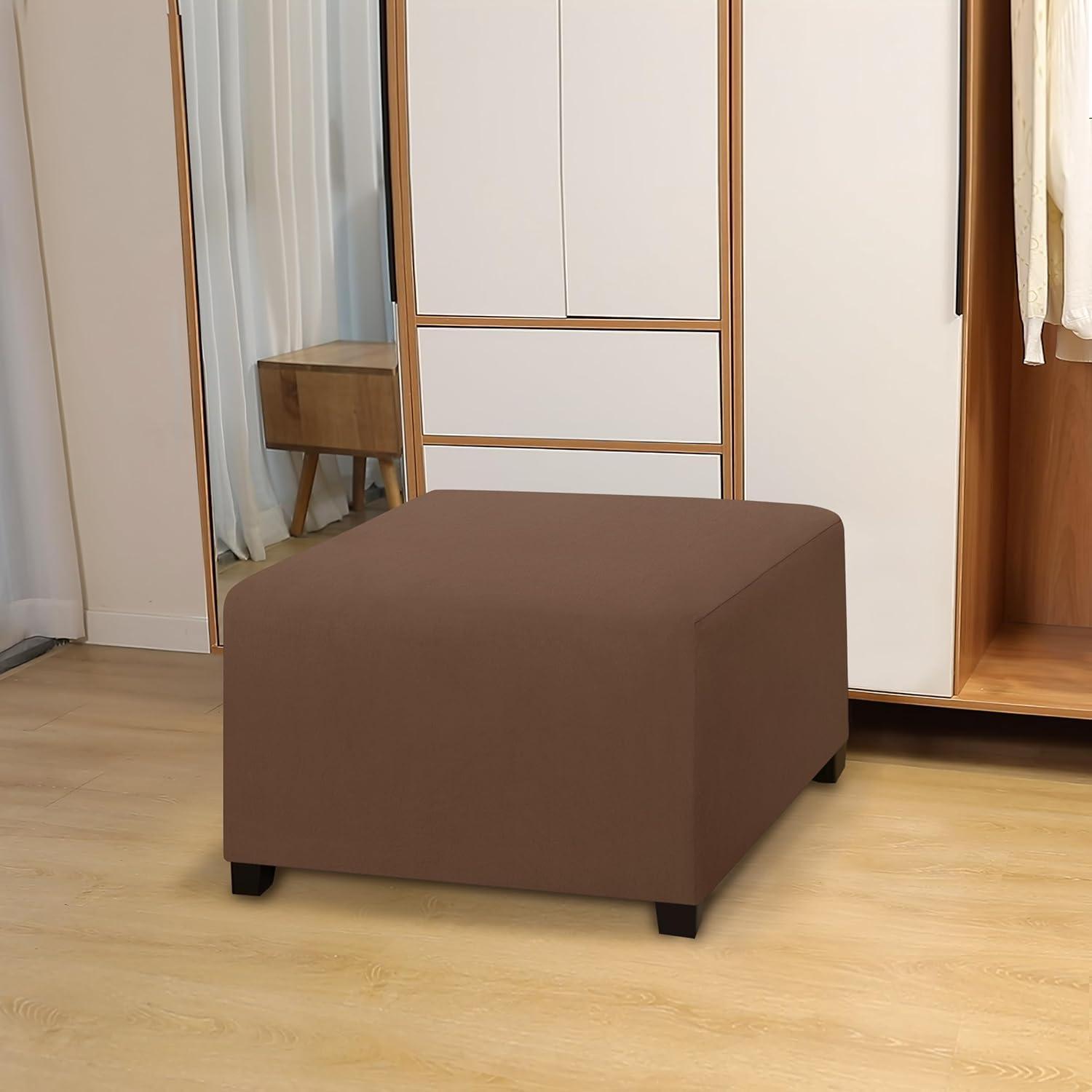 image:imageEasyGoing 100 Dual Waterproof Stretch Ottoman Cover Rectangle Folding Storage Stool Furniture Protector Soft Slipcover for Living Room with Elastic Bottom Large Dark GrayBrown