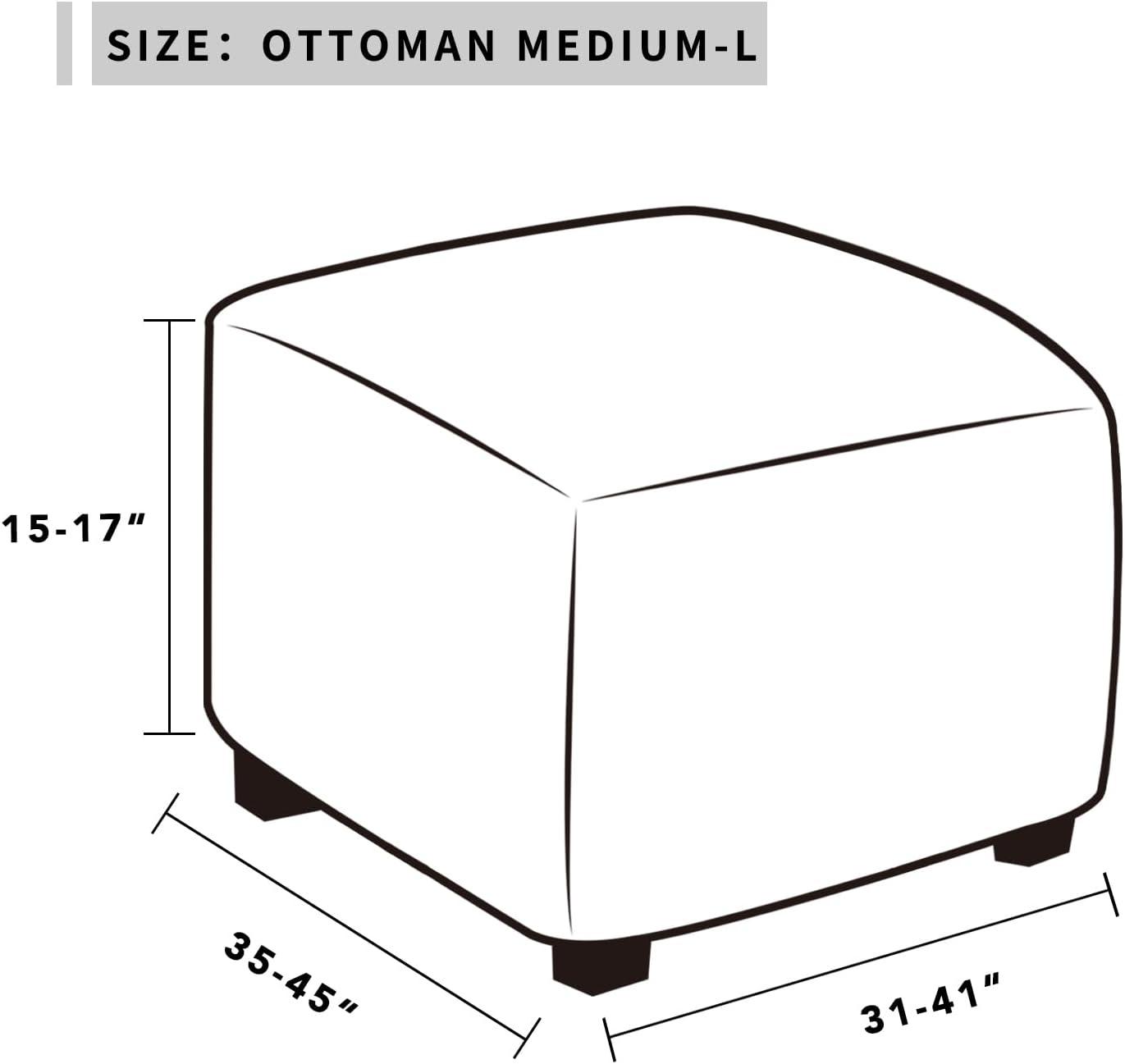 image:imageEasyGoing 100 Dual Waterproof Stretch Ottoman Cover Rectangle Folding Storage Stool Furniture Protector Soft Slipcover for Living Room with Elastic Bottom Large Dark GrayIvory