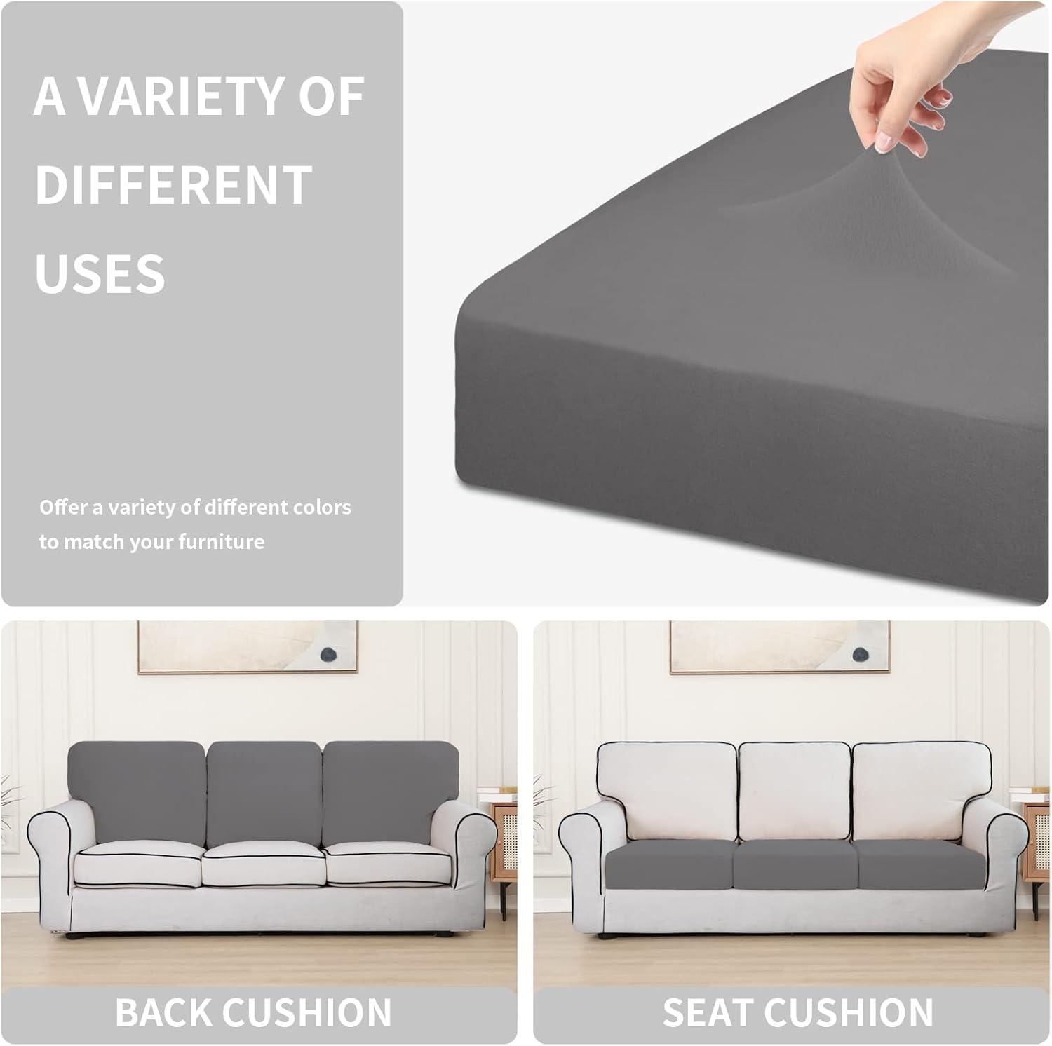image:imageEasyGoing 100 Waterproof 4 Pieces Couch Cushion Covers for Sectional Sofa LeftRight L Shape Chaise Lounge Sofa Seat slipcover AntiSlip Sofa Cover 3 Seater 1 Chaise Dark GrayLight Gray