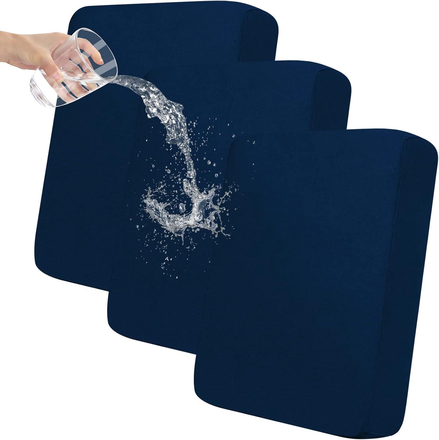 image:imageEasyGoing 100 Waterproof 4 Pieces Couch Cushion Covers for Sectional Sofa LeftRight L Shape Chaise Lounge Sofa Seat slipcover AntiSlip Sofa Cover 3 Seater 1 Chaise Dark GrayNavy