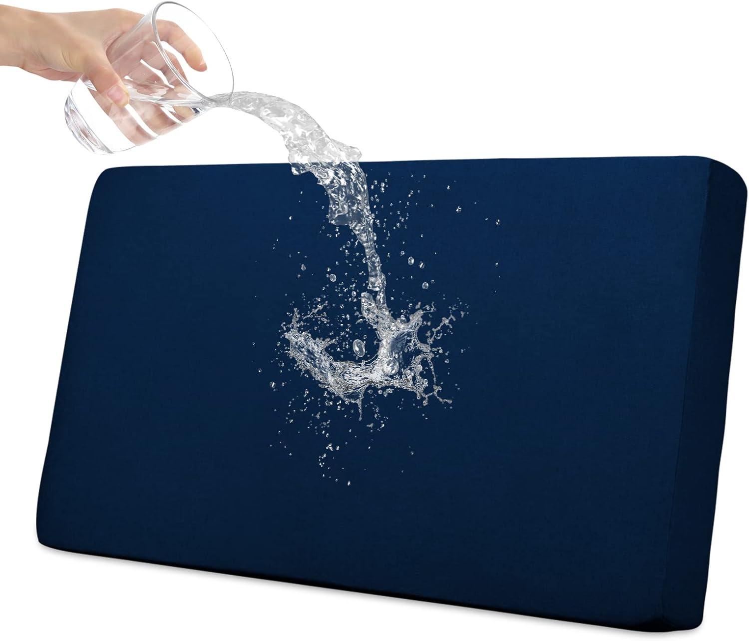 image:imageEasyGoing 100 Waterproof 4 Pieces Couch Cushion Covers for Sectional Sofa LeftRight L Shape Chaise Lounge Sofa Seat slipcover AntiSlip Sofa Cover 3 Seater 1 Chaise Dark GrayNavy