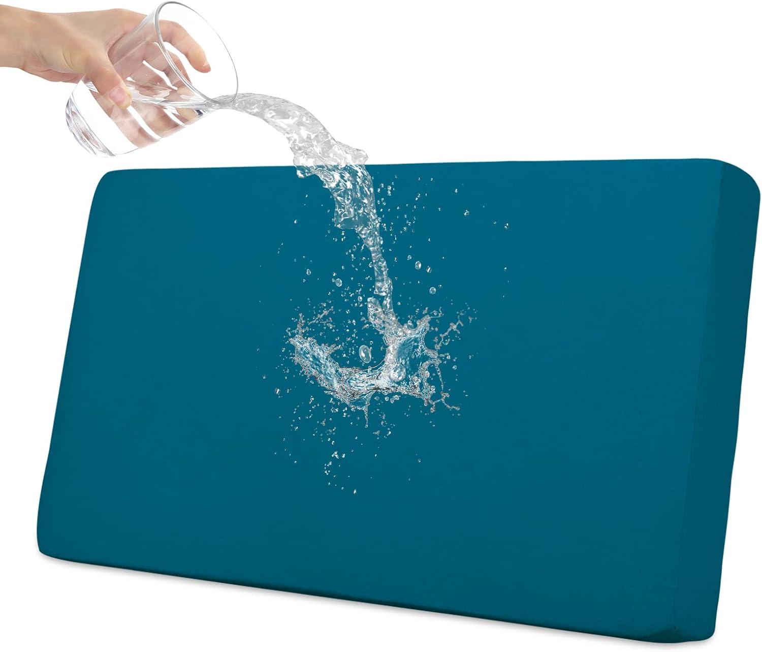 image:imageEasyGoing 100 Waterproof 4 Pieces Couch Cushion Covers for Sectional Sofa LeftRight L Shape Chaise Lounge Sofa Seat slipcover AntiSlip Sofa Cover 3 Seater 1 Chaise Dark GrayPeacock Blue