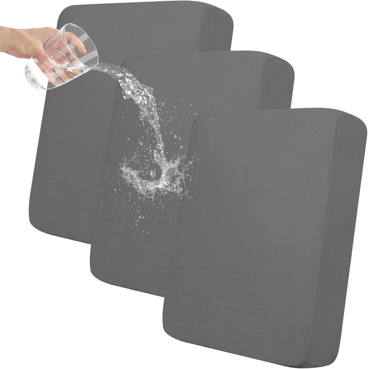 image:imageEasyGoing 100 Waterproof 4 Pieces Couch Cushion Covers for Sectional Sofa LeftRight L Shape Chaise Lounge Sofa Seat slipcover AntiSlip Sofa Cover 3 Seater 1 Chaise Dark GrayLight Gray