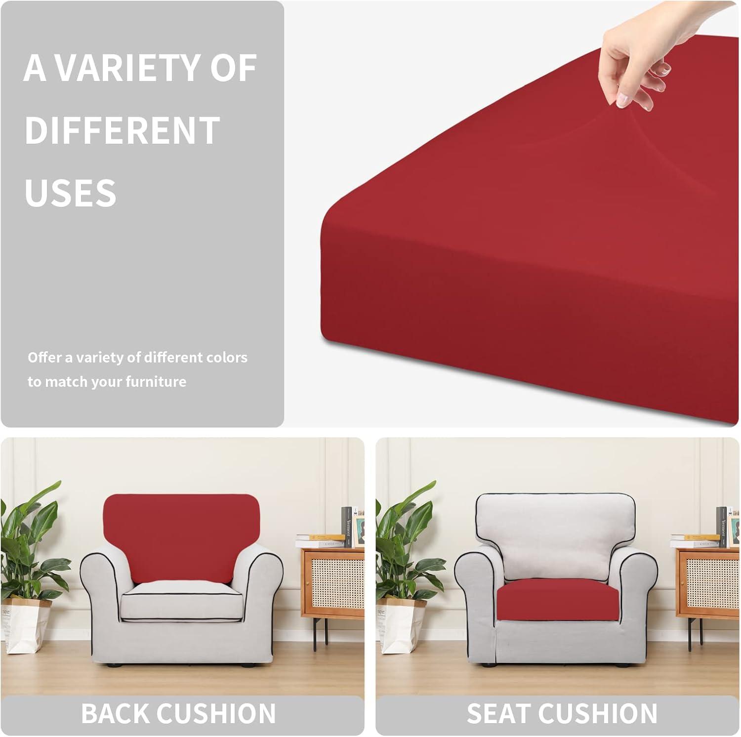 image:imageEasyGoing 100 Waterproof 4 Pieces Couch Cushion Covers for Sectional Sofa LeftRight L Shape Chaise Lounge Sofa Seat slipcover AntiSlip Sofa Cover 3 Seater 1 Chaise Dark GrayChristmas Red