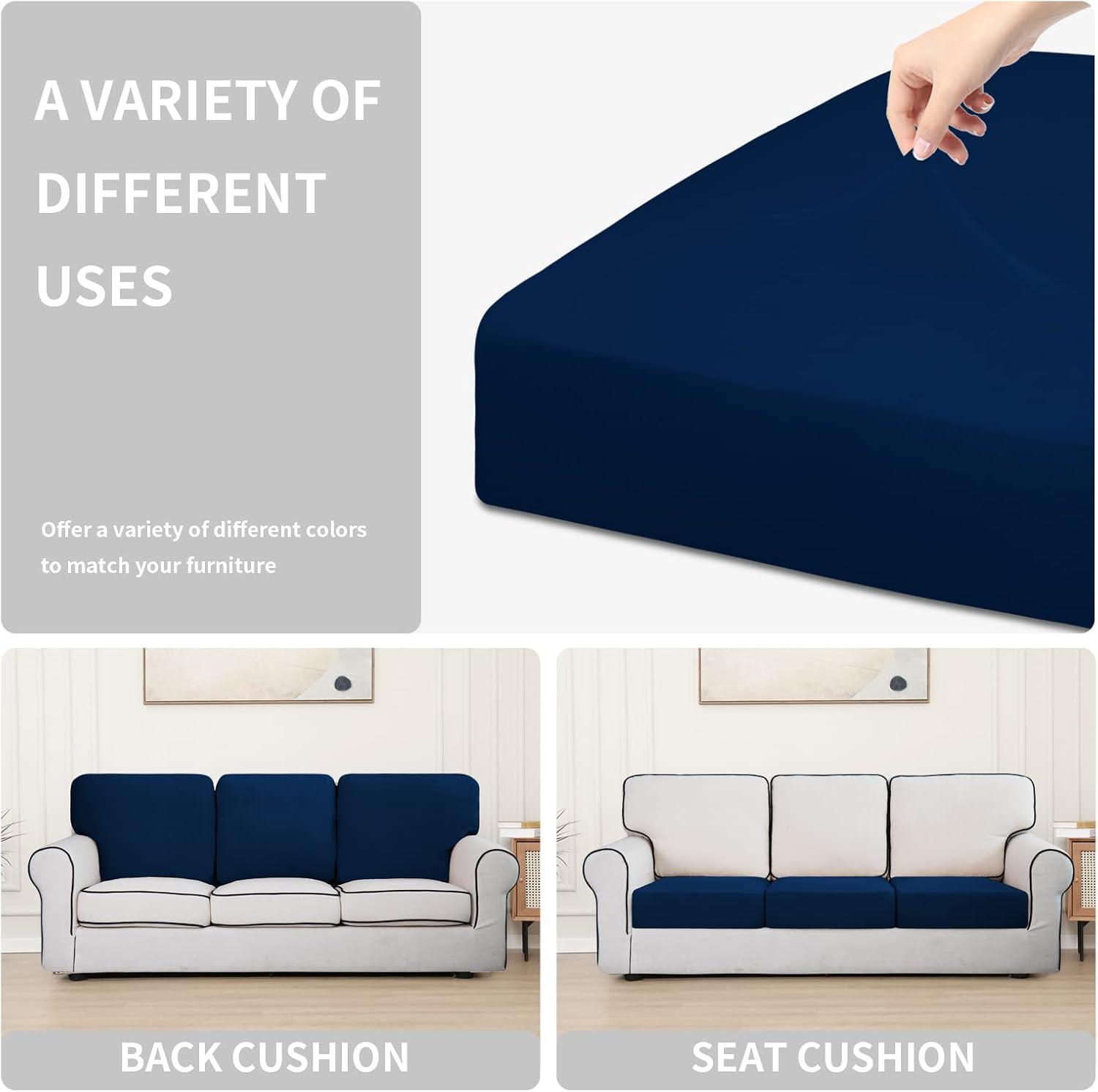 image:imageEasyGoing 100 Waterproof 4 Pieces Couch Cushion Covers for Sectional Sofa LeftRight L Shape Chaise Lounge Sofa Seat slipcover AntiSlip Sofa Cover 3 Seater 1 Chaise Dark GrayNavy