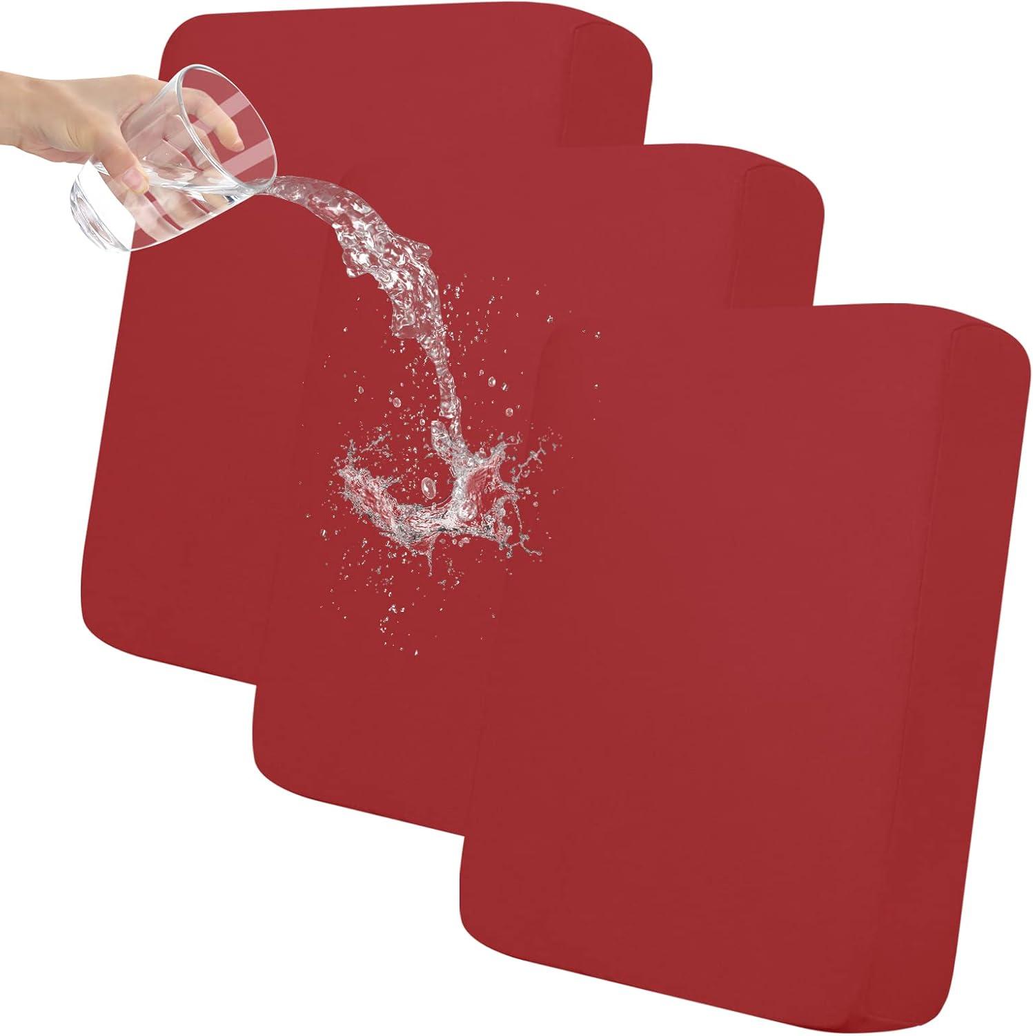 image:imageEasyGoing 100 Waterproof 4 Pieces Couch Cushion Covers for Sectional Sofa LeftRight L Shape Chaise Lounge Sofa Seat slipcover AntiSlip Sofa Cover 3 Seater 1 Chaise Dark GrayChristmas Red