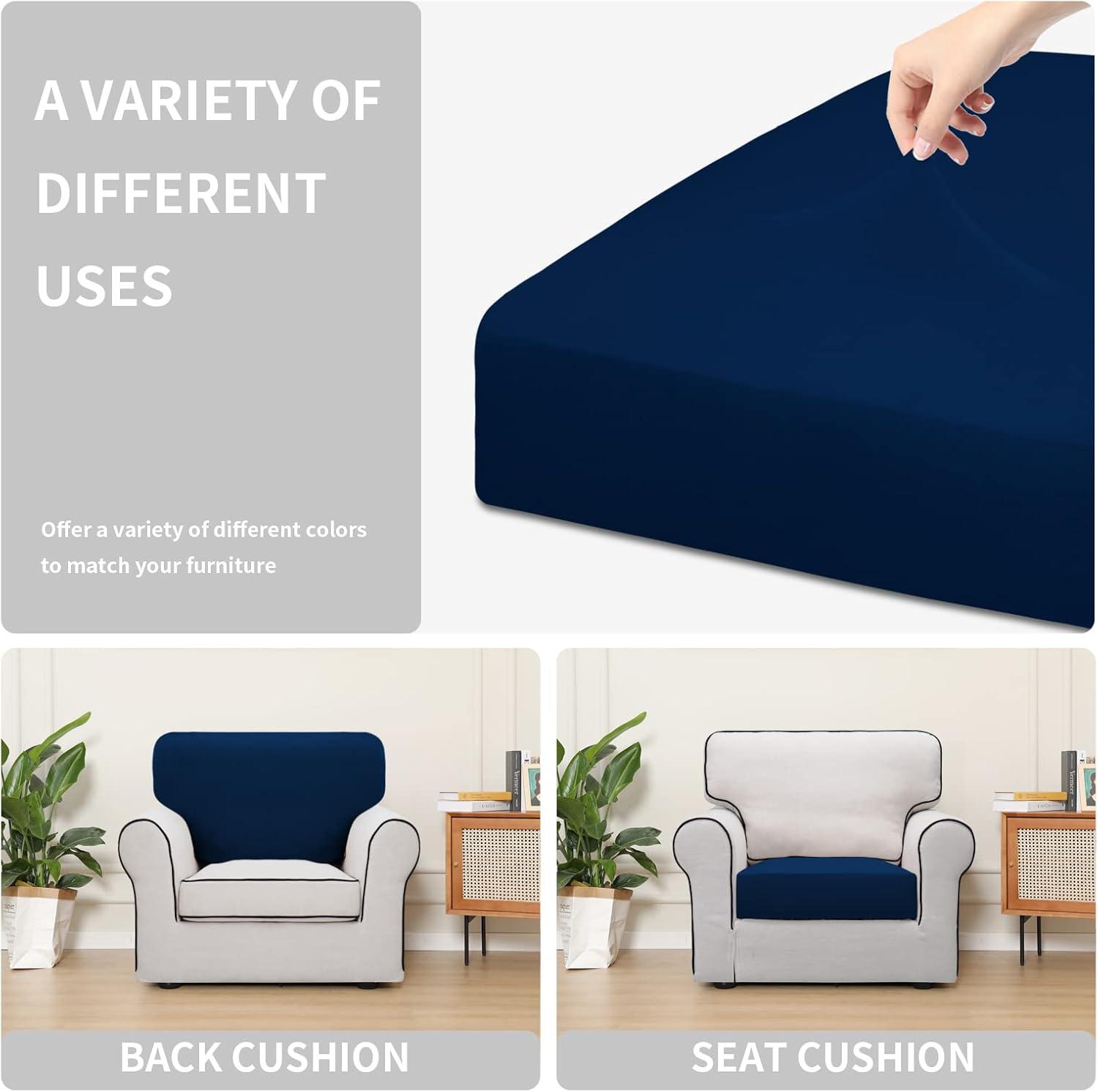 image:imageEasyGoing 100 Waterproof 4 Pieces Couch Cushion Covers for Sectional Sofa LeftRight L Shape Chaise Lounge Sofa Seat slipcover AntiSlip Sofa Cover 3 Seater 1 Chaise Dark GrayNavy