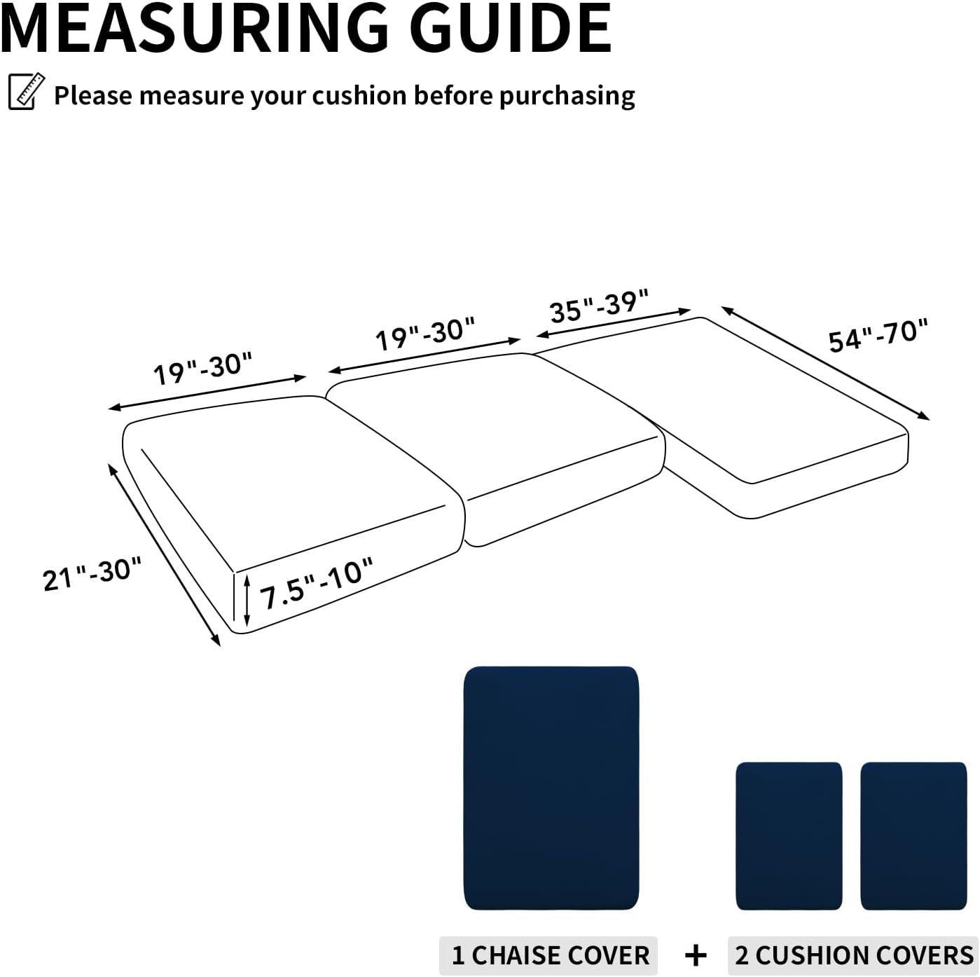 image:imageEasyGoing 100 Waterproof 4 Pieces Couch Cushion Covers for Sectional Sofa LeftRight L Shape Chaise Lounge Sofa Seat slipcover AntiSlip Sofa Cover 3 Seater 1 Chaise Dark GrayNavy