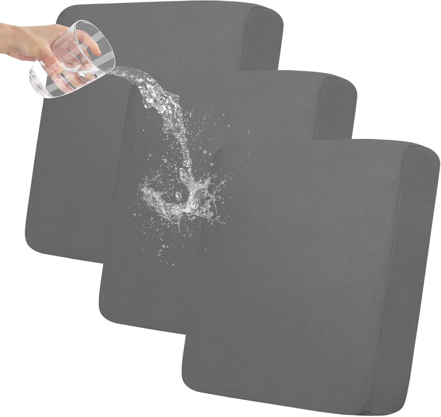 image:imageEasyGoing 100 Waterproof 4 Pieces Couch Cushion Covers for Sectional Sofa LeftRight L Shape Chaise Lounge Sofa Seat slipcover AntiSlip Sofa Cover 3 Seater 1 Chaise Dark GrayLight Gray