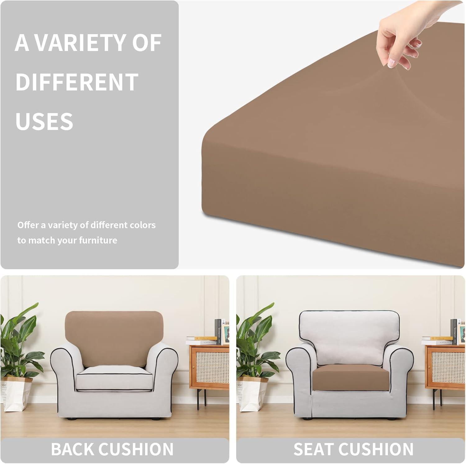 image:imageEasyGoing 100 Waterproof 4 Pieces Couch Cushion Covers for Sectional Sofa LeftRight L Shape Chaise Lounge Sofa Seat slipcover AntiSlip Sofa Cover 3 Seater 1 Chaise Dark GrayCamel