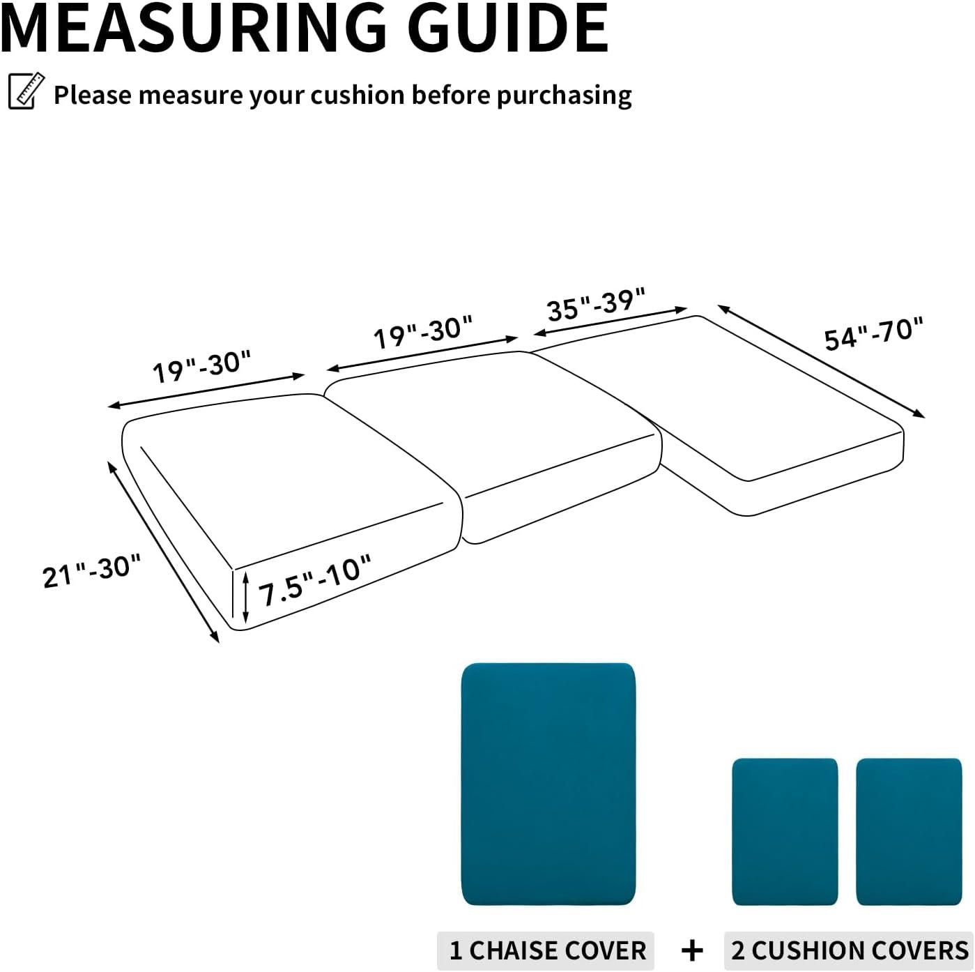 image:imageEasyGoing 100 Waterproof 4 Pieces Couch Cushion Covers for Sectional Sofa LeftRight L Shape Chaise Lounge Sofa Seat slipcover AntiSlip Sofa Cover 3 Seater 1 Chaise Dark GrayPeacock Blue