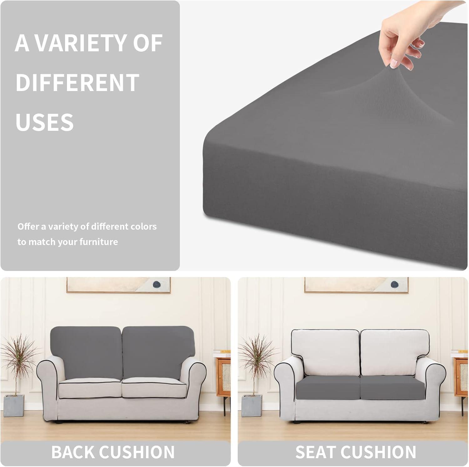 image:imageEasyGoing 100 Waterproof 4 Pieces Couch Cushion Covers for Sectional Sofa LeftRight L Shape Chaise Lounge Sofa Seat slipcover AntiSlip Sofa Cover 3 Seater 1 Chaise Dark GrayLight Gray