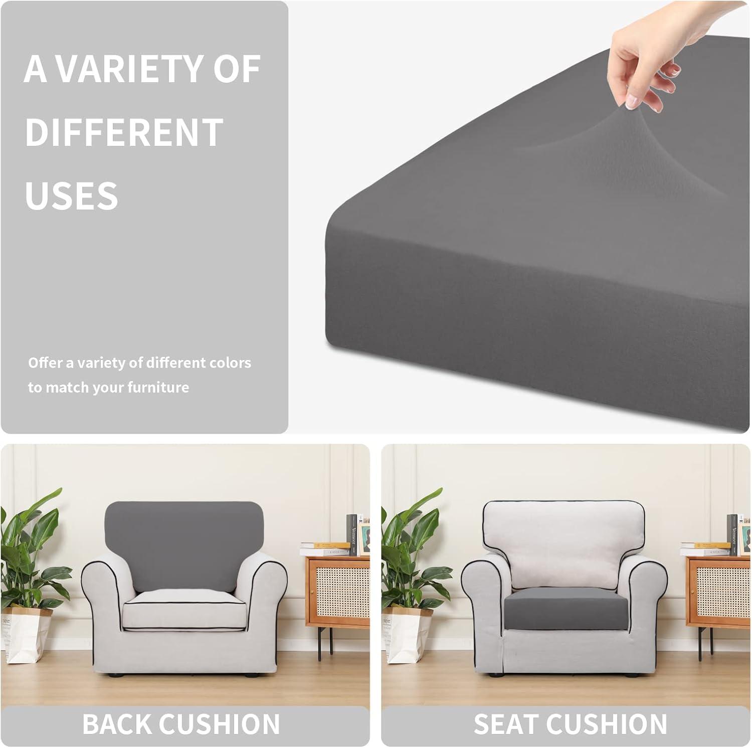 image:imageEasyGoing 100 Waterproof 4 Pieces Couch Cushion Covers for Sectional Sofa LeftRight L Shape Chaise Lounge Sofa Seat slipcover AntiSlip Sofa Cover 3 Seater 1 Chaise Dark GrayLight Gray