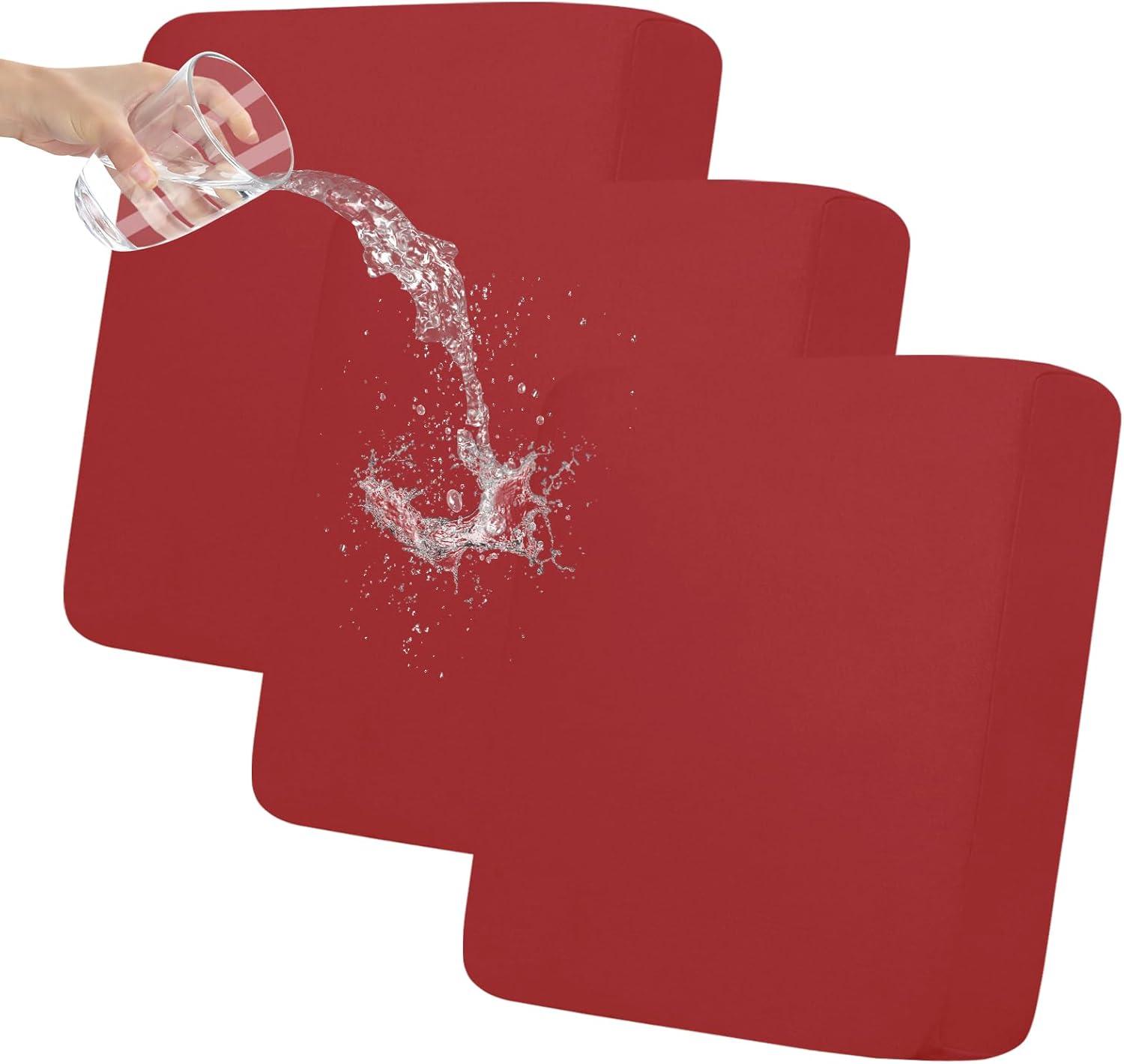 image:imageEasyGoing 100 Waterproof 4 Pieces Couch Cushion Covers for Sectional Sofa LeftRight L Shape Chaise Lounge Sofa Seat slipcover AntiSlip Sofa Cover 3 Seater 1 Chaise Dark GrayChristmas Red