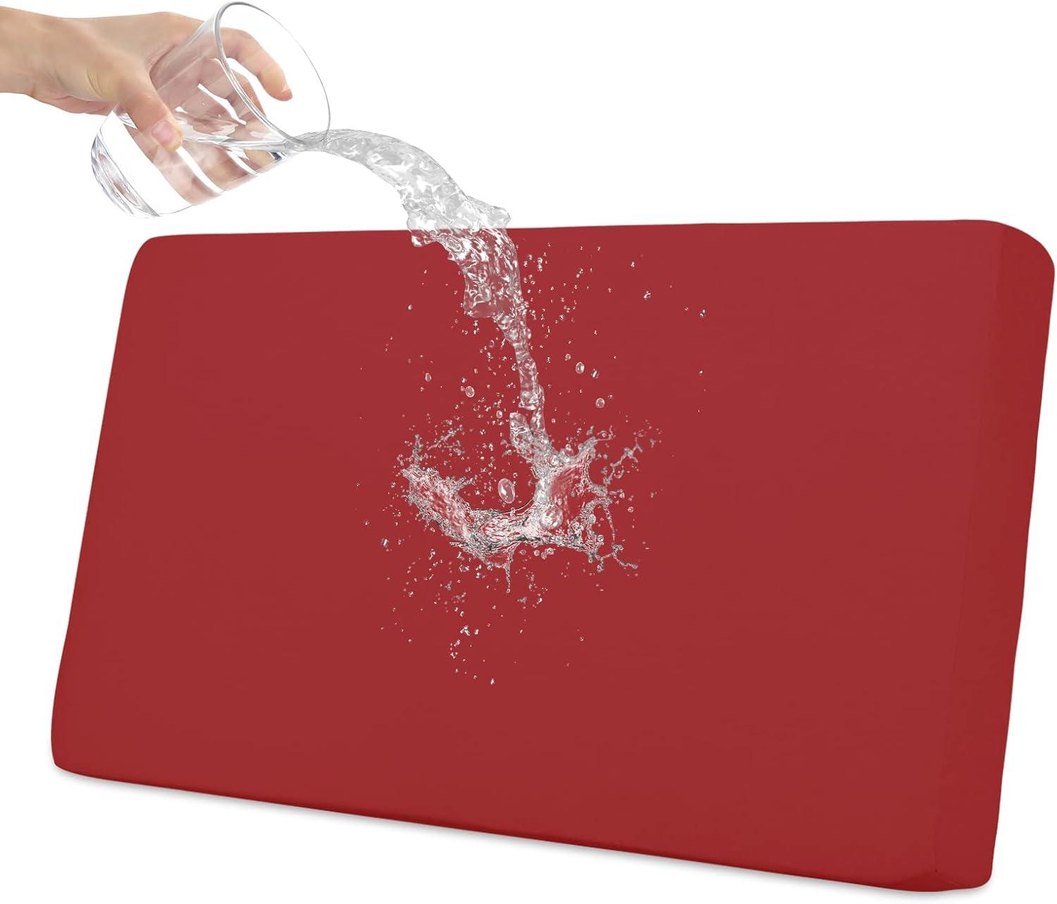 image:imageEasyGoing 100 Waterproof 4 Pieces Couch Cushion Covers for Sectional Sofa LeftRight L Shape Chaise Lounge Sofa Seat slipcover AntiSlip Sofa Cover 3 Seater 1 Chaise Dark GrayChristmas Red